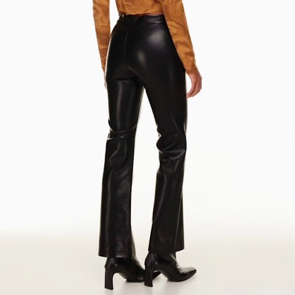 NWT Wilfred Evenfall Low Rise Bootcut Vegan Leather Pants Black Aritzia NEW 00 - Picture 3 of 12
